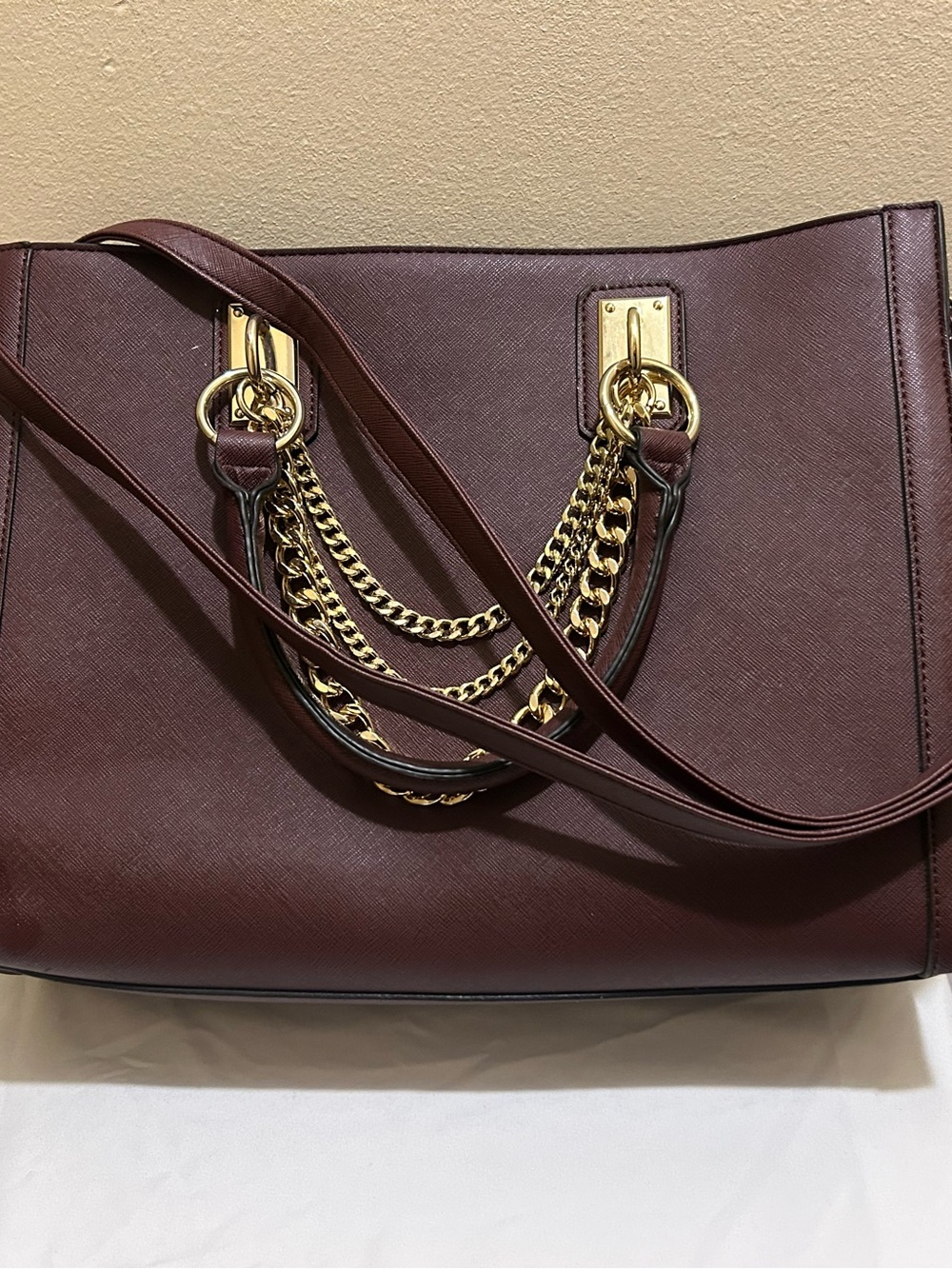 JustFab Wine Tote with Gold Chain Detail